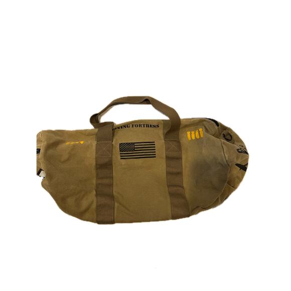 Flying Fortress Beige Canvas Duffel Gym Bag 24x10x10 - Picture 3 of 5